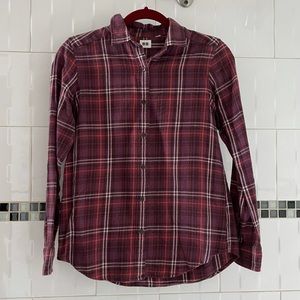 Uniqlo Plaid Shirt, Small - Purple, White, Pink
